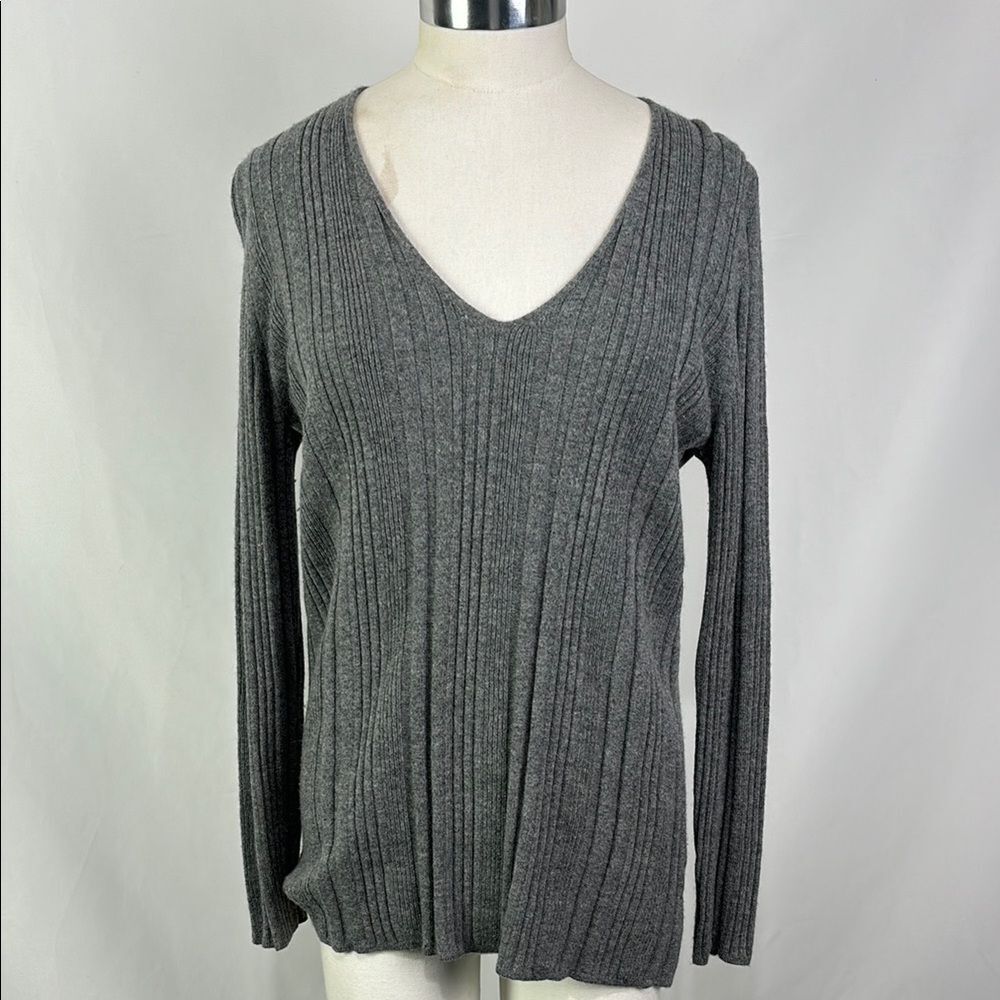 Bruno Maneti Grey Ribbed Cashmere Sweater